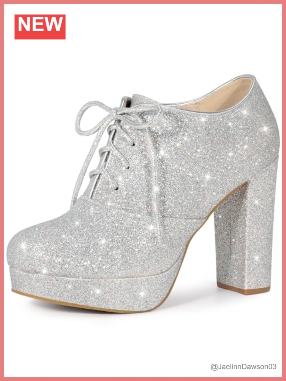 Glitter Lace Up Chunky Heel Platform Ankle Booties Women Faux Suede